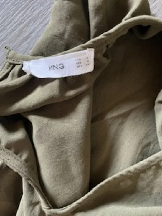 Mango Olive Midi Dress Side Slits Women's S - Picture 6 of 10